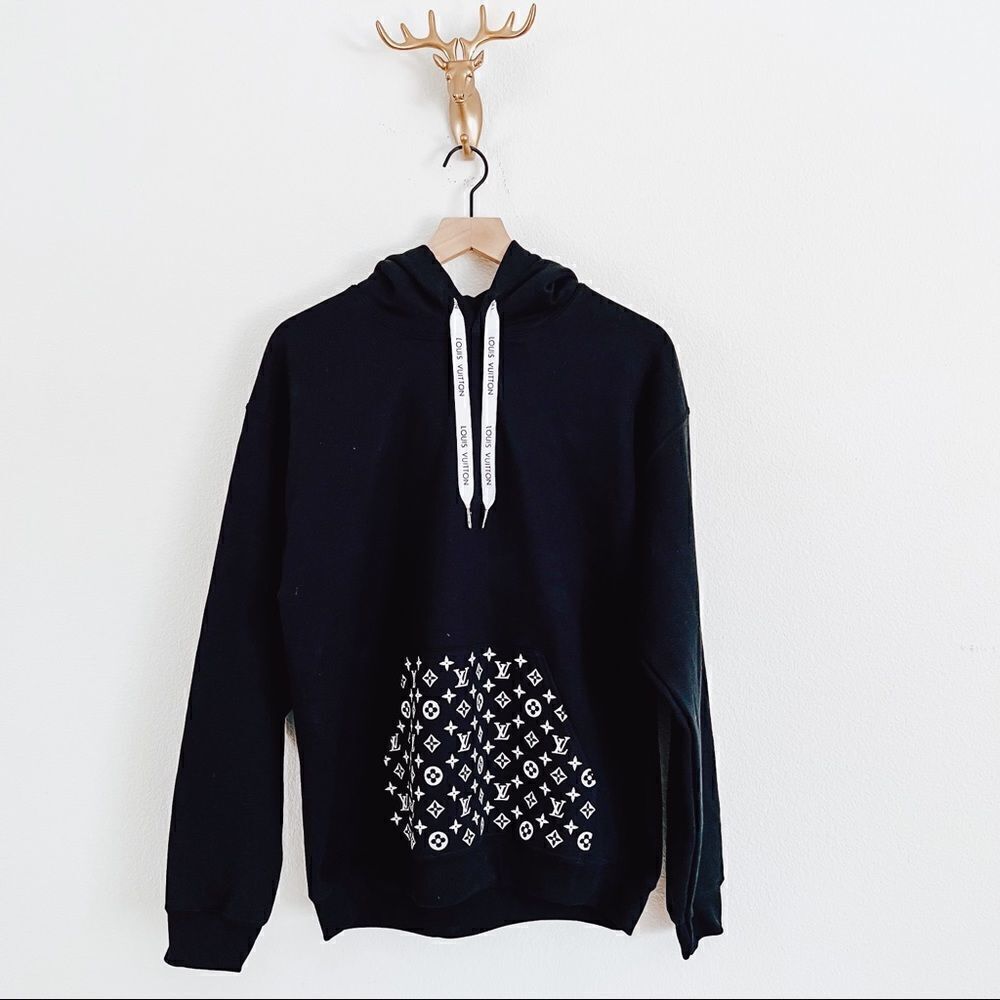 UNISEX BLACK/WHITE Designer Inspired Custom Hoodie Hooded Sweatshirt NWOT